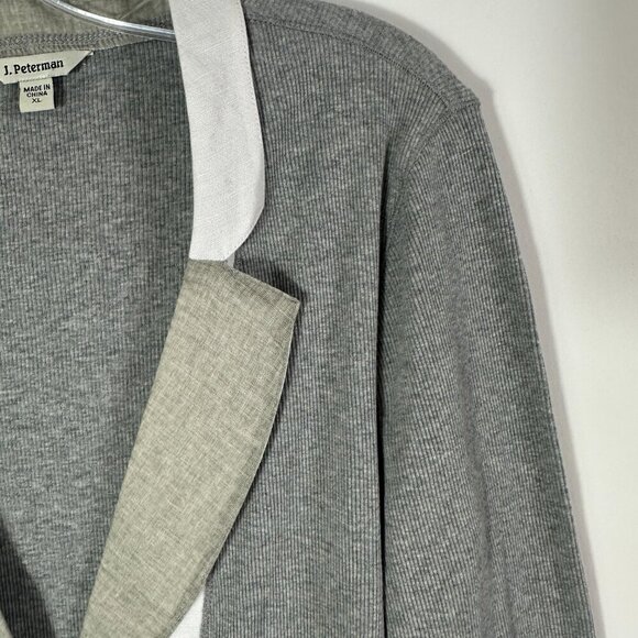 New J. Peterman Women's Size XL Gray Single Button Front V Neck Shirt Cardigan - Picture 7 of 12